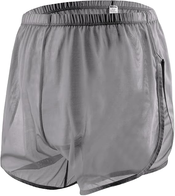 Mens Sexy Shorts Transparent Boxer Briefs Underwear Ultra Thin Split Side Mesh See Through Underpants