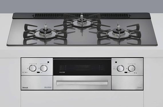 Rinnai RHS71W42J4RSTW-13A Built-in Gas Stove for City Gas, 3 Gaskets, Strong Heating Power Type, Width 29.5 inches 75 cm, Satin Silver