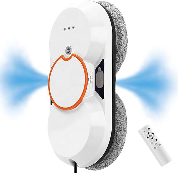 Smart Window Cleaner Robot, Glass Cleaning Robotic with Dual Water Spray/Remote,5600pa Powered Washer for Outdoor/Indoor High Rise Windows