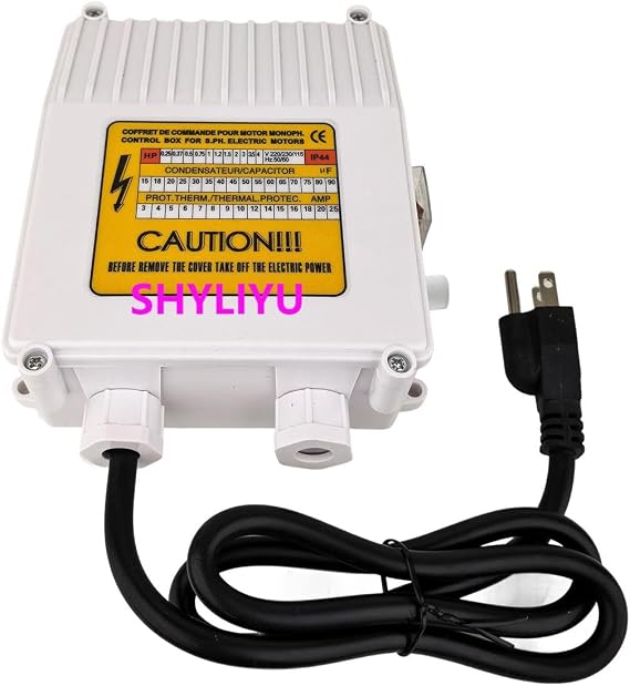 1.5Hp Submersible Deep Water Pump Control Box, 60uf 25A, Pumps Controller Box,Pump Accessories External Control Box for Deep Well Pump