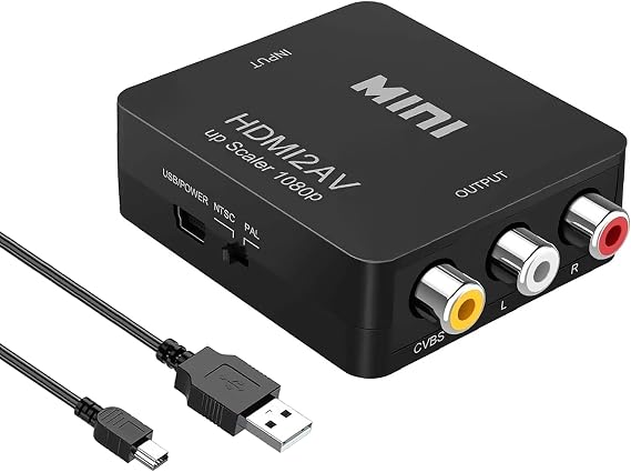 Wonlyus HDMI to RCA, 1080p HDMI to AV 3RCA CVBs Composite Video Audio Converter Adapter Supports PAL/NTSC for TV Stick, Chromecast, Apple TV, PC, Laptop, Xbox, HDTV, DVD-Black