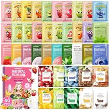 40Pcs Collagen Face Masks Skincare Set for Women, Spa Face Mask with Collagen Extract, Bulk Facial Mask for Teen Girls, Korean Face Mask Sheet Gift for Sensitive Skin, Daily Hydrating Skincare Routine