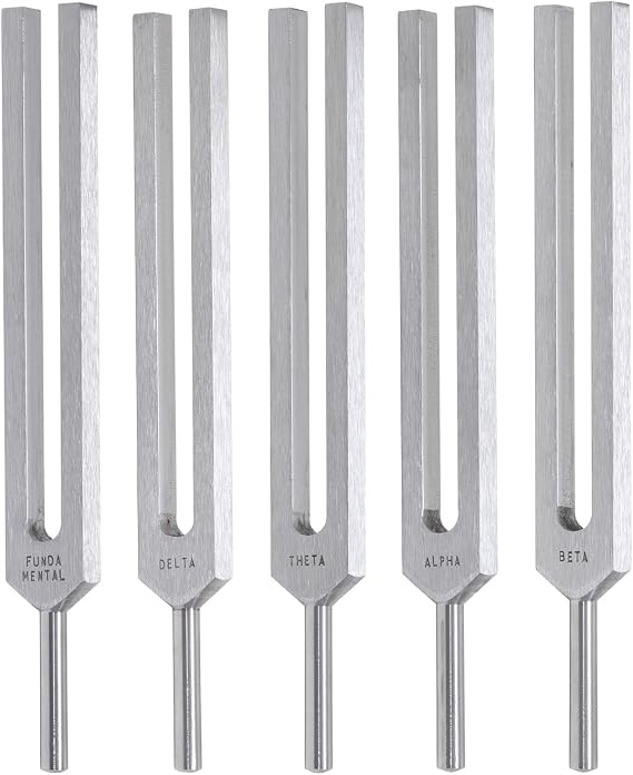 Biosonics Set of 5 Brain Tuning Forks - Includes 5 Tuning Forks, Pamphlet, Velvet Bag/Developed Based on Brain Wave Studies