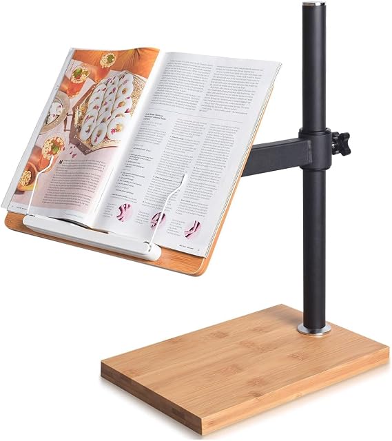wishacc Adjustable Book Stand for Reading, Ergonomic Desktop Book Reading Stand with Height & Angle Adjustment, Heavy Duty Textbook Stand & Book Holders for Reading Hands Free for Reading Enthusiasts