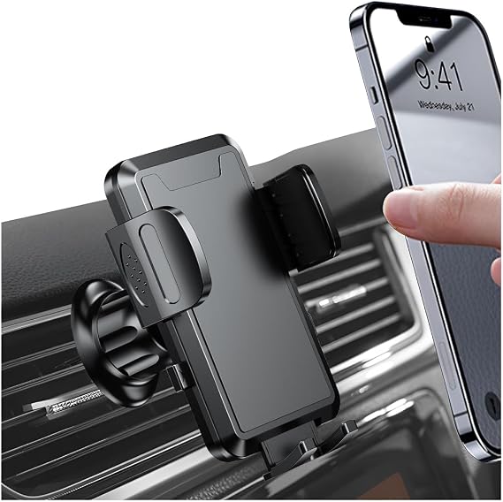 BESULEN Phone Mount for Car, Air Vent Cell Phone Holder Hands Free Cradle, Universal Stable Easy Clamp Phone Holder Mount, Compatible with iPhone 14 13 12 Pro Max and More Smartphones (Black)