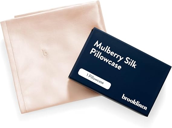 Brooklinen Silk Pillowcase Luxury Silk Anti-Frizz Comfort - King, Blush | 100% mulberry silk pillowcases, anti-frizz & anti-crease; gentle on skin & hair; help reduce bedhead & fine lines.