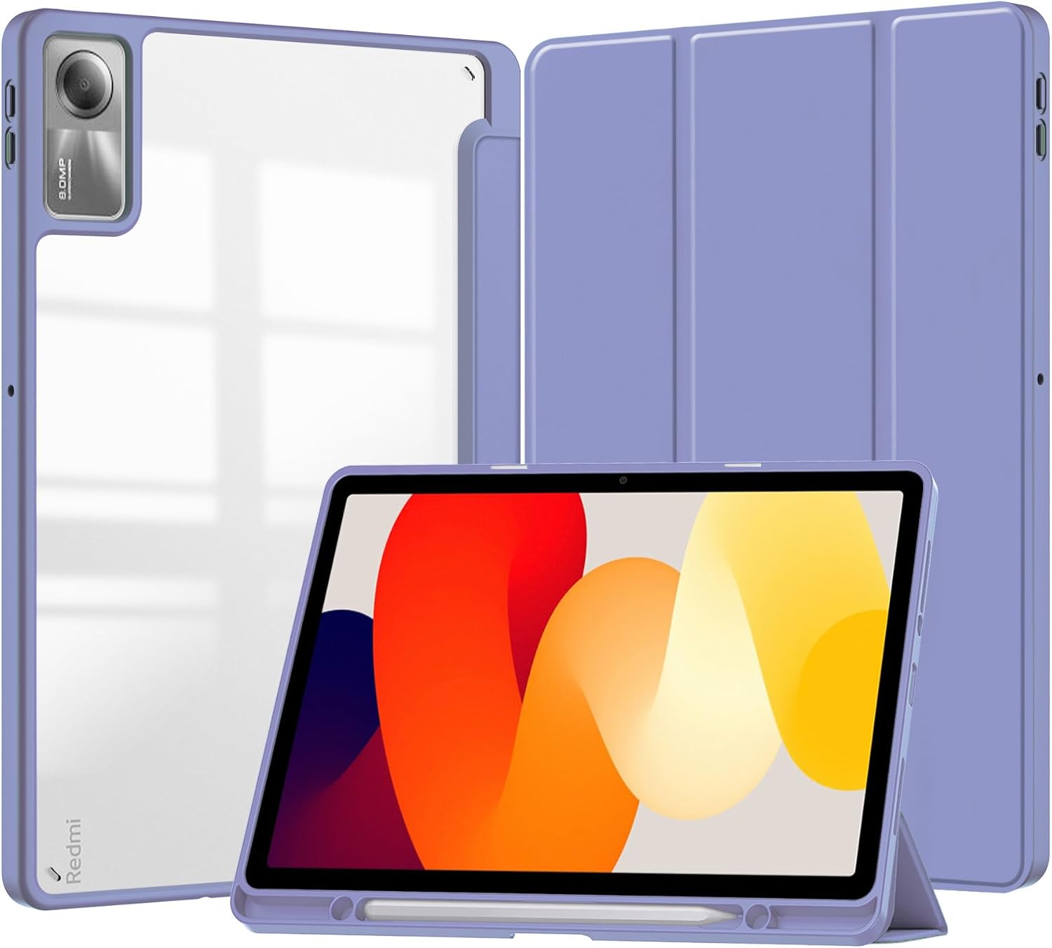 Compatible Galaxy Tab A9 8.7 inch Case Transparent Back Clear Illustration Print for Galaxy Tab A9 Cover Clear Case Trifold Stand Auto Sleep Function Shock Resistant Lightweight Stylish