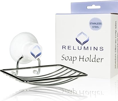 Relumins Stick-Up Soap Dish Double Soap Life, No More Soggy Mess! Wall-Mount, Drainable, Space-Saving Soap Holder for Shower & Sink