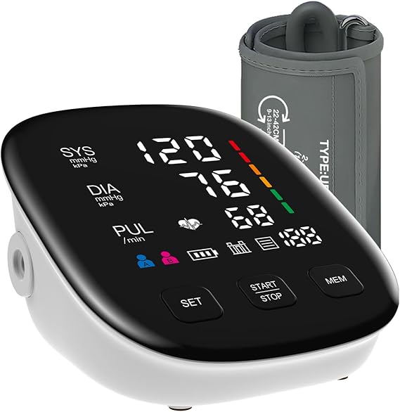 Blood Pressure Monitors, Automatic Upper Arm Blood Pressure Monitors for Home Use with Large Digital LED Display, Adjustable Blood Pressure Cuff 22-42CM, BP Monitor with USB Cable, 2 Users *199 Memory