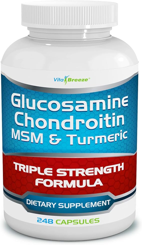 VitaBreeze Glucosamine Chondroitin MSM & Turmeric Supplement, 248 Capsules | Triple Strength Joint Support Supplement, Suitable for Men and Women