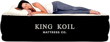 King Koil Luxury Pillow Top Plush Queen Air Mattress with Built-in High-Speed Pump Best for Home, Camping, Guests, 20" Queen Size Double Airbed Adjustable Blow Up Mattress, Waterproof,