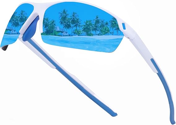 SKYWAY Polarized Sunglasses for Men Women, Wrap Around Sports Sun Glasses Lightweight TR90 Frame UV400 Protection