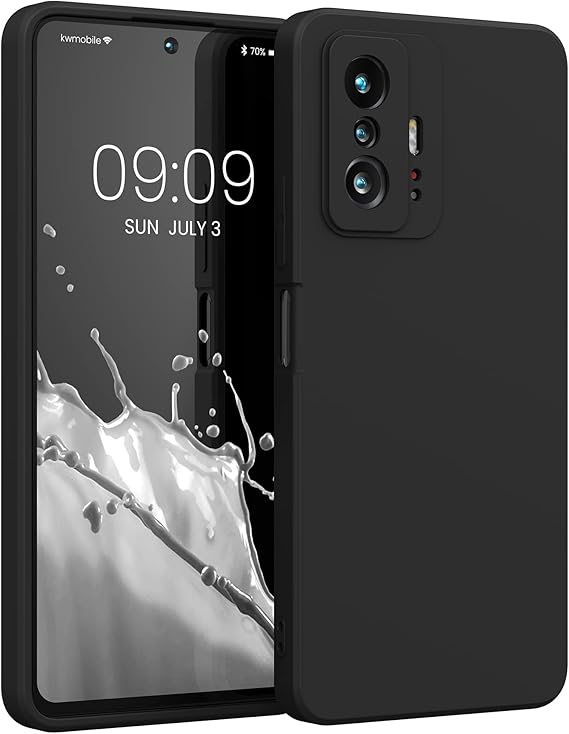 kwmobile Case Compatible with Xiaomi 11T / 11T Pro Case - Slim Protective TPU Silicone Phone Cover - Black