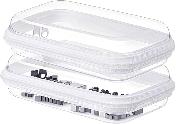 Hard Shell Zipper Case,Clear Storage Organizer for Makeup Toiletries Travel | Impact Resistant Plastic,Transparent Design , Double Zipper Closure