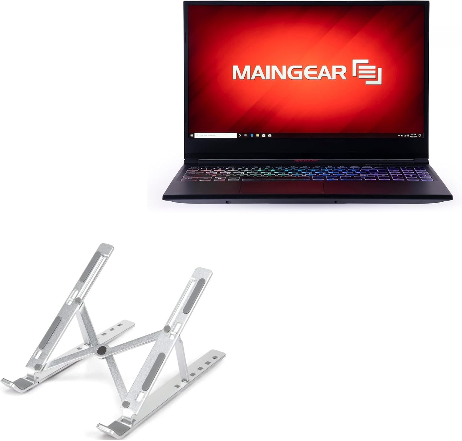 BoxWave Stand and Mount Compatible with Maingear Vector - Compact QuickSwitch Stand, Portable Multi Angle Viewing Foldable Riser - Metallic Silver