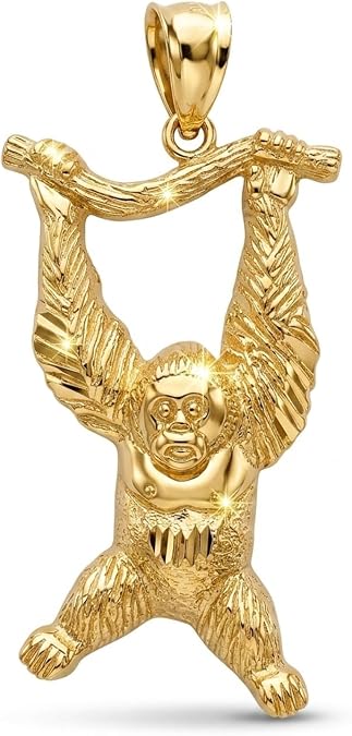 Charm America - Gold Hanging Monkey Charm - 10 Karat Solid Gold