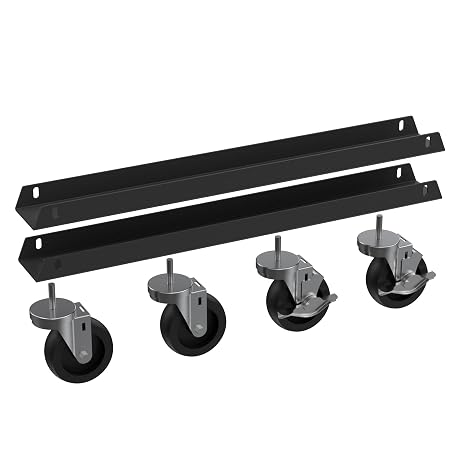 Borroughs 4" Caster Kit for Workbenches, Heavy-Duty, 14-Gauge Steel, Commercial Graded, Black (Pack of 4)