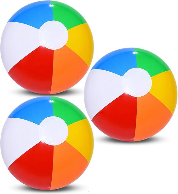 3 PCS Beach Balls, 50cm Inflatable Beach Ball, Summer Pool Games, Rainbow Color Beach Party Ball, Lightweight and Durable, Outdoor Party Decoration