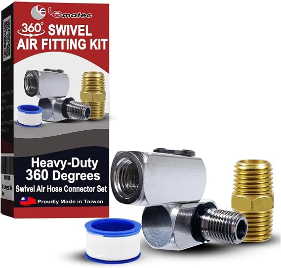 LE LEMATEC Air Compressor Swivel Connector, 1/4" NPT | Quick Connect Kit