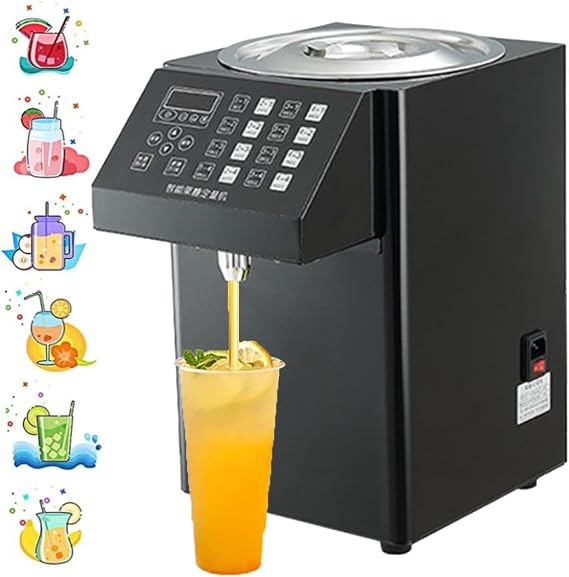 Automatic Fructose Dispenser Stainless Steel Syrup Dispenser Fructose Quantitative Machine 8L 16 Groups Tea Equipment Suitable For Fructose Syrup Sugar Syrup,Black