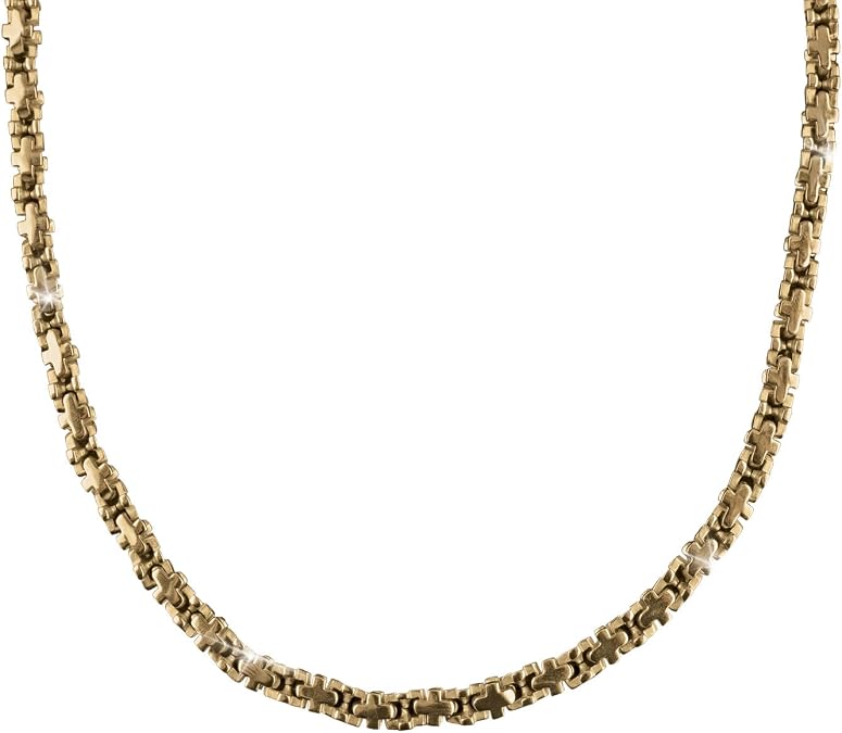 Daniel Steiger Stanford Mens Collection Necklace Gold - Lavishly Plated in 18K Yellow Gold - Premium Grade Stainless Steel - Intricate Interlocking Links - 24" Length