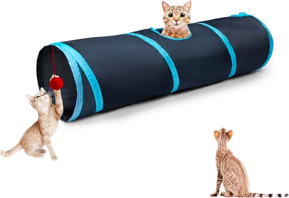 Cat Tunnel Tube Toys,Tunnels for Indoor Cats, 2 Way Foldable