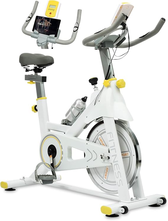 Indoor Exercise Bike Cycling Bike with Comfortable Seat Cushion, Brake Pad Stationary Bike with LCD Monitor for Home Gym Cardio Fitness Training