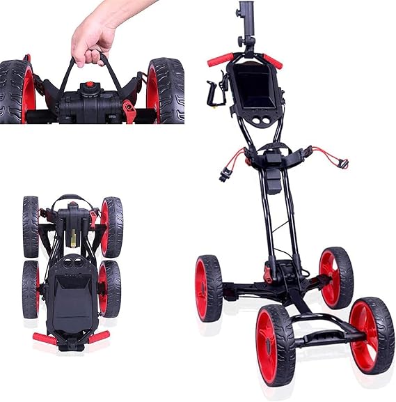 Golf Push Cart Foldable 3 Wheel Automatic Push Pull Golf Cart, Eletric Lightweight Golf ONE Second to Open or Close