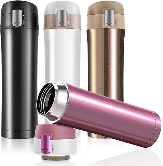 JUMKEET Double Walled Vacuum Flask Thermo,Stainless Steel Insulated Water Bottle | Flask for Hot and Cold Drinks Travel Coffee Mug, Sports Water Bottle (A-Gold)