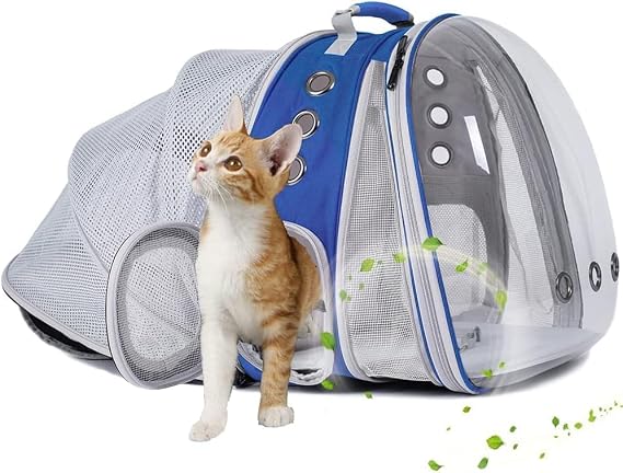 Dual Expandable Cat Backpack Carrier Front & Back Extension Pet Backpack Carrier, Fit up to 20 lbs, Bubble Capsule Dog Backpack Travel, Hiking & Outdoor Backpack