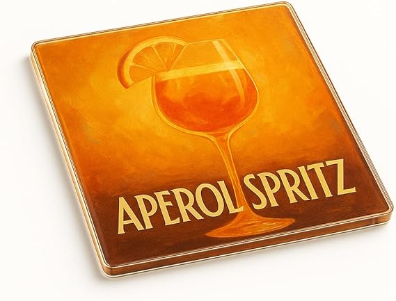 Classic Cocktail Acrylic Coaster Gift - Aperol Spritz Art Deco Style Design Drinkware for Home Bar Decor Elegant Tablemat Accessory