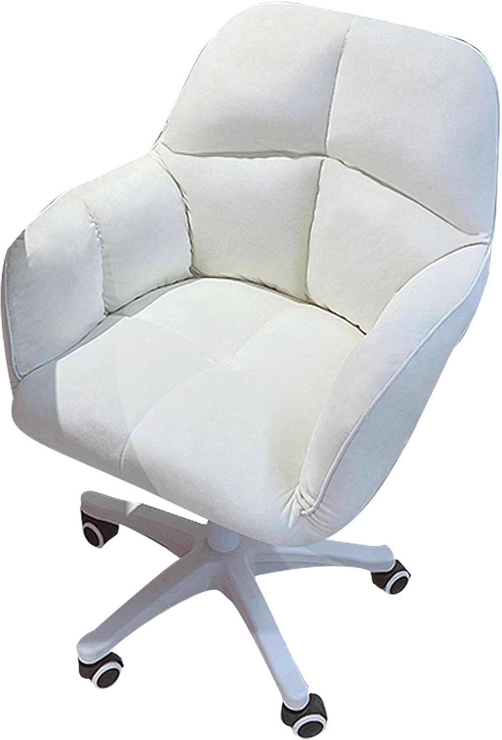 Velvet Desk Chair for Home Office Makeup Vanity Chair with Armrest for Bedroom Modern Swivel Rolling Chair for Women