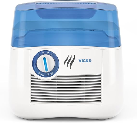 Vicks Cool Mist Humidifier with UV Light, Use with Vicks VapoPads | 1 Gal Tank with Evaporative Design Auto-Adjusts to Room Humidity, Cool Mist Humidifiers for Bedrooms and Nursery