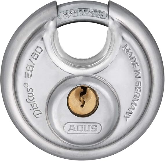 ABUS 28/60 Diskus Hardened Steel Storage Padlock with 2 Keys for Storage, Transport, and Home, 2.38in (60mm) Wide, Keyed Alike