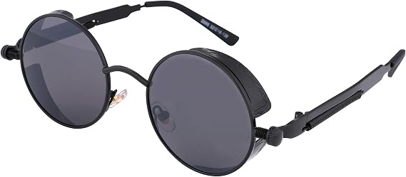 FEISEDY Retro Gothic Steampunk Sunglasses For Men Women | Round Metal Frame Punk Accessories Rave Inspired Glasses B1857