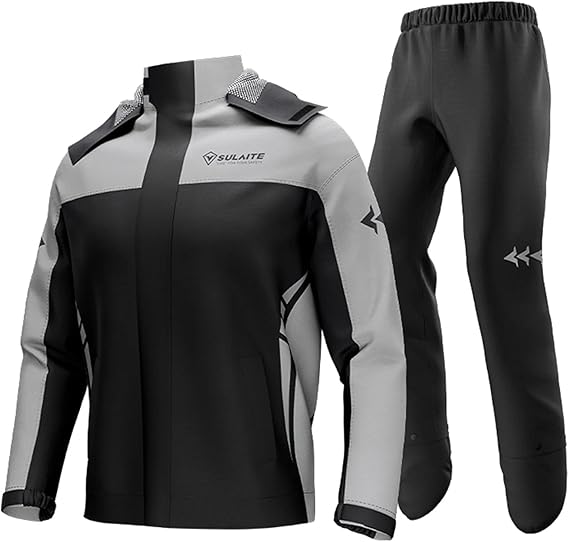 Lixada Waterproof Motorcycle Rain Suit Men Women Cycling Rain Gear Jacket and Pants with Storage Bag