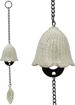 Japanese Leaf Wind Chimes, Small Wind Bell Pendent for Outside Hanging Cast Iron Wind Chime Ornament for Bless Garden Backyard Home Decor (White)