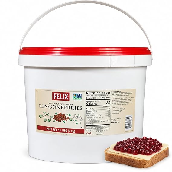 Felix Lingonberries in Sauce, 11 Pound Container