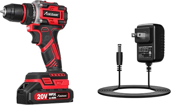 AVID POWER 20V Brushless Power Drill Set with 2.0Ah Battery and Charger, 355 In-lbs Torque, 2-Variable Speed, 26 Position bundle with 20V Charger