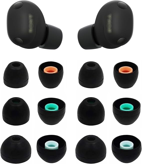 Eartips Compatible with Sony WF-1000XM6 Earbuds, 6 Pairs S/M/L Sizes Soft Silicone Tips Replacement Ear Tips, Compatible with Sony WF-1000XM6 6 Pairs Black