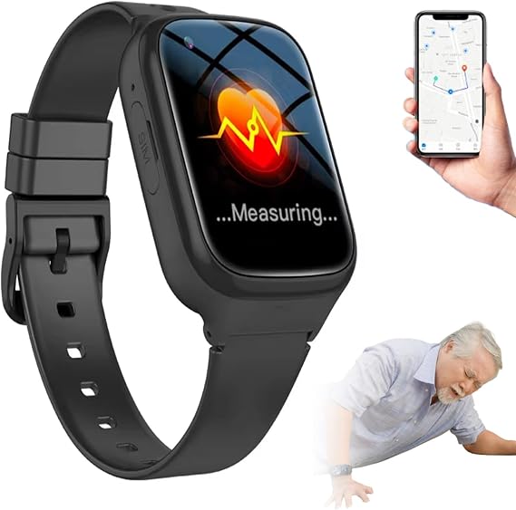 Fall Alert Devices for Elderly,Life Alert Systems for Seniors with Fall Detection,4g HD Video Call,Sos Gps Wifi Tracker,Gifts for Elderly Mom Black