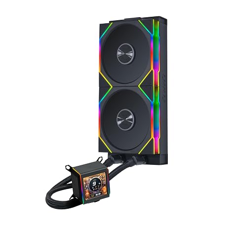 Lian Li Galahad II LCD 280mm AIO Asetek 8th Gen Liquid Cooler - 2 X 140mm RGB Fans - 2.4 GHz Wireless Control - 2.88 IPS LCD Screen - Pre-Installed Daisy-Chained TL Fans - Black (GA2ALCD28TLB)