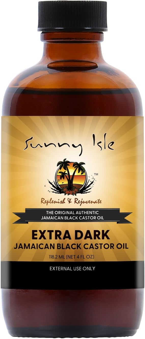 Sunny Isle Jamaican Black Extra Dark Castor Oil 4oz | 100% Natural, Moisturizing for Hair, Scalp and Skin