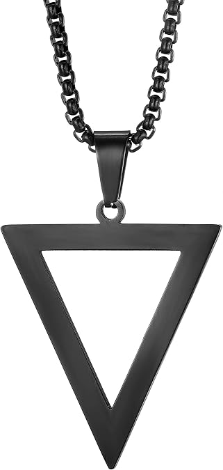 MOO&LEE Stainless Steel Geometric Pendant Inverted Triangle Necklace for Men, BFF Necklace for 2