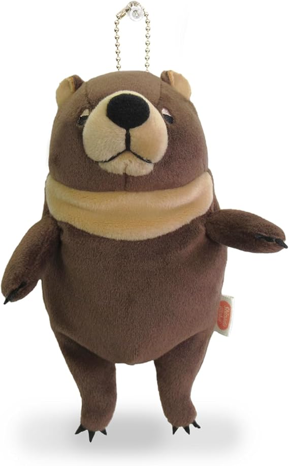 Shinada Global Mochi Series MOKU-0088B Mochi Bear Plushie, Stuffed Animal, 2.8 x 2 x 5.5 inches 7 x 5 x 14 cm, Mini, Brown