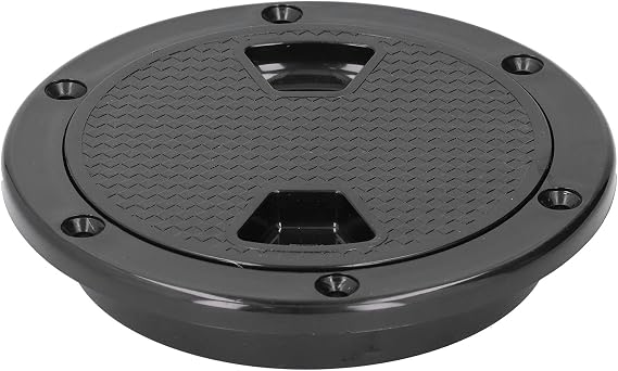 Riuulity Black 4 Inch Boat Deck Plate Round ABS Inspection Swallow Cover Marine Accessories Safe Plastic Material Without Unn