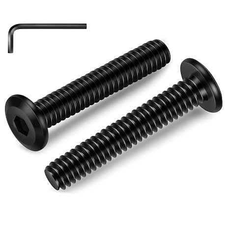1/4-20 x 2-1/2" Flat Head Socket Head Screw Furniture Bolts Countersunk Connector Screws, Stainless Steel 18-8 (304), Black Oxide, Fully Threaded, 10 PCS