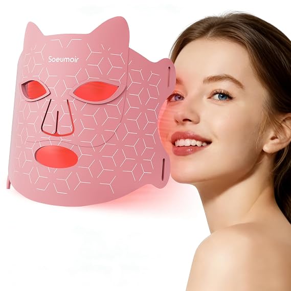 Red Light Therapy Mask for Face, LED Face Mask Light Therapy with Near-Infrared 850nm, Red Light Mask, USB C Rechargeable Mask for Home Working Travel Yoga