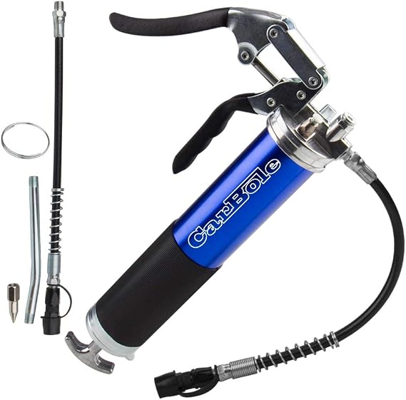 CarBole Grease Gun Handed and Lever Type Hand Grease Gun for 14.1 oz 400 g Blue and Black Manual Grease Gun
