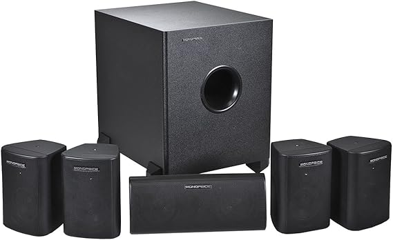 Monoprice Monoprice 5.1 Channel Home Theater Satellite Speakers and Subwoofer, Black